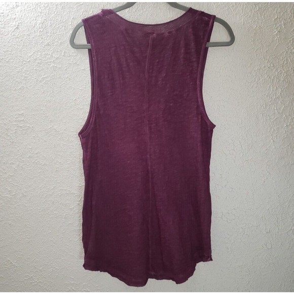 We The Free People Sz XS Oversized Breezy Burnout Tank Top Purple Pink V-Neck - Picture 3 of 7